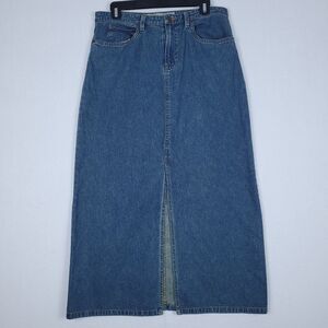 Steve & Barry's Y2K Blue Denim Maxi Skirt with Front Slit Size M